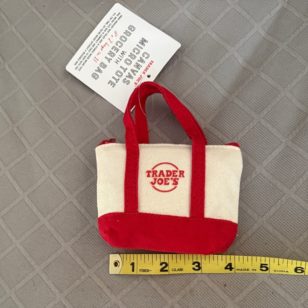 Trader Joe's Micro Canvas Tote Bag + Reusable Nylon Red Pouch - Picture 6 of 7
